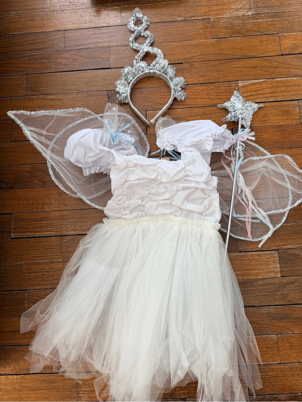 VINTAGE White Fairy Princess Costume Dress with Wings and Headband